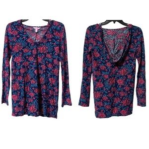 Lilly Pulitzer Tropical Reef Fish Print Hooded Long Sleeve Top Coverup size S